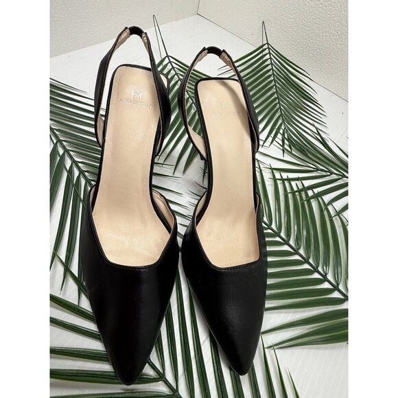 Halston Women's Black Classic Slingback Gala Pumps Pointed Toe Heels Size 7.5 - Picture 3 of 10